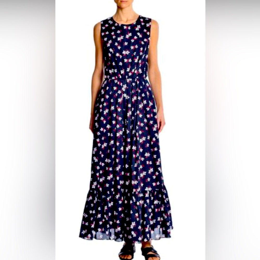 🌹Adam Lippes floral print navy maxi dress